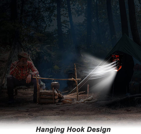 Camping Fan with LED Lantern, Portable Rechargeable USB Table Fan, Battery Operated Powered Fan 270°Head Rotation & Stepless Speed for Camping Accessories, Bedroom, Table, Tent, Travel