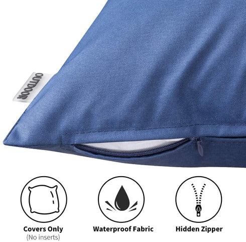 MIULEE Pack of 4 Decorative Outdoor Waterproof Pillow Covers Square Garden Cushion Cases PU Coating Throw Pillow Cover Shell for Patio Tent Park Couch 16x16 Inch Navy Blue