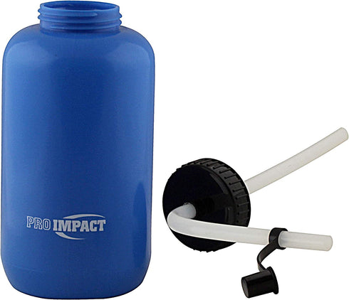 Pro Impact Boxing Hockey Lacrosse Water Bottle Squeezable Plastic w/Long Straw and Spray Cap - Ideal for Baseball Gym Yoga Sports Boxing Cycling Football (35.5 Oz.) BPA Free