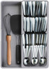 Sazoemao Kitchen Drawer Organizer Tray,Silverware Organizer Storage Tray,DrawerStore Compact Cutlery Expandable Organizer for Kitchen Drawer Holding Flatware Spoons Forks Grey