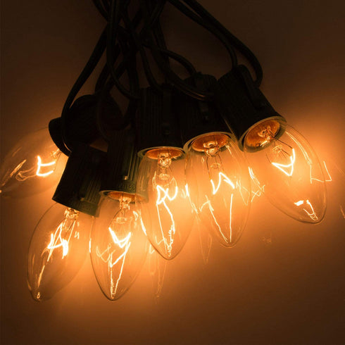 50 Pack C7 Christmas Replacement Light Bulbs, C7 Clear Incandescent Bulb for Christmas String Light, E12 Candelabra Base, 5 Watt, Clear