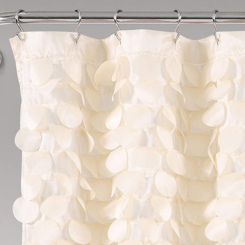 Lush Decor Lillian Shower Curtain | Textured Shimmer Circle Design Bathroom, 72 x 72, Beige