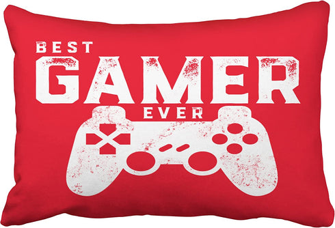 Emvency Decorative Throw Pillow Cover Queen Size 20x30 Inches Best Gamer Ever for Video Games Geek Pillowcase with Hidden Zipper Decor Cushion Gift for Home Sofa Bedroom Couch Car
