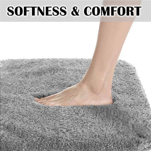 Suchtale Large Bathroom Rug Extra Soft and Absorbent Shaggy Bathroom Mat (24 x 40, Grey) Machine Washable Microfiber Bath Mat for Bathroom, Non Slip Bath Mat, Luxury Bathroom Floor Mats Rubber Back