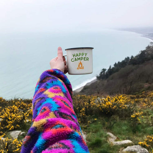 Enamel Camping Mug Travel Cup - Morning Coffee Mug, 16oz (455ml) Larger Than The Competition - Eco Friendly, Tin Cup Campfire Mug For Outdoors, Zero Plastic Wanderlust Travel Cup For The Happy Camper!