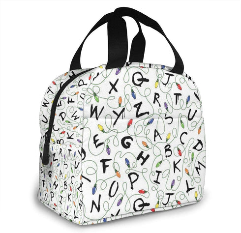 MSGUIDE Stranger Things White Insulated Lunch Bag Leakproof Cooler Lunch Box for Men Women Adult - Reusable Thermal Tote Bag for Office Work School Picnic Beach