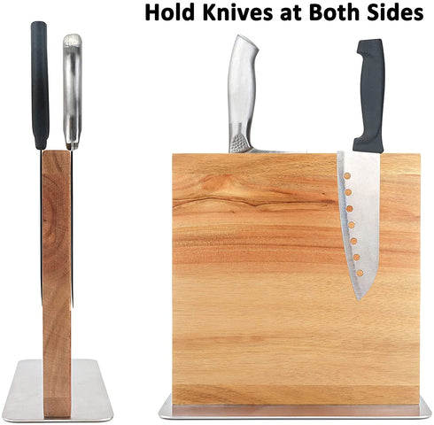 Magnetic Knife Block -- CTSZOOM Wooden Magnetic Holder Rack Magnetic Stands with Double Sided Strong Enhanced Magnets Multifunctional Storage Knife Holder