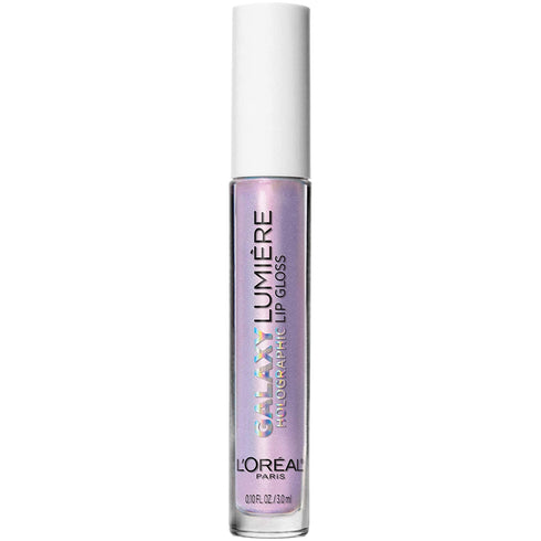 L'Oreal Paris Makeup Infallible Galaxy Lumiere Holographic Lip Gloss, Loaded with Iridescent Pearls, Wear Alone or as a Topper to your Favorite Lipstick, Polaris Pink, 0.1 fl; oz.