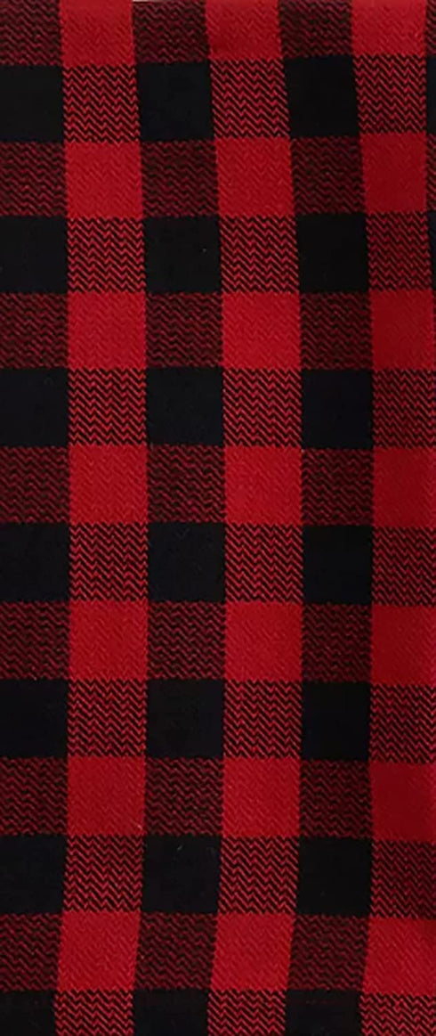 St. Nicholas Square Kitchen Dish Towels Set of 5 - Buffalo Plaid Red and Black Check and Solid Red for The Christmas Holidays, 16.5 x 26, Cotton Construction