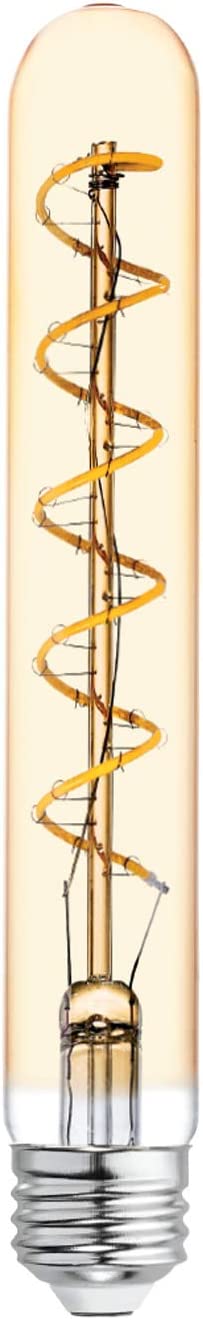GE Lighting 36513 Amber Glass Bulb LED Vintage Style Dimmable T9 Tube 5 (60-Watt Replacement), 250-Lumen Medium Base, Warm Candle Light