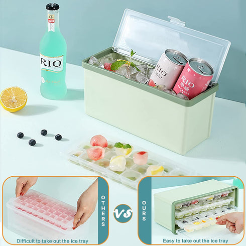 Ice Trays for Freezer with Bin,Ice Cube Trays for Freezer with Lid,Ice Bucket with Scoop and Cover