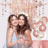Rose Gold Birthday Party Decoration - Happy Birthday Banner, Glitter Circle Dot Garland Streamer, Rose Gold Fringe Curtain, Foil Tablecloth, Rose Gold Balloons, for Women Girl Birthday Party