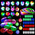 Led Light Up Toys 68Pcs Party Favors for Kids Adults, Glow in the Dark Party Supplies include 40 Finger Lights, 8 Jelly Rings, 7 Light Up Animals Rings, 5 Led Glasses, 4 Bracelets, 4 Led Crystal Necklaces