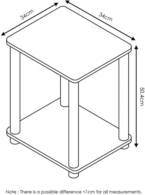 FURINNO Turn-N-Tube Haydn End Table, 1-Pack, French Oak Grey/Black