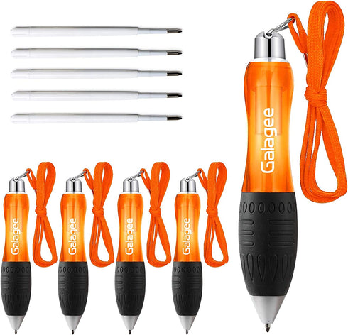 Galagee Wide Body Ballpoint Pens (5 pens + 5 extra black ink refills) - Super Big Fat Pens for Arthritis, Parkinson's, Carpal Tunnel and Essential Hand Tremors