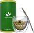 Novomates Double Wall Glass Yerba Mate Cup with Stanley Steel Bombilla Mate and Yerba Container - Yerba Mate Cup and Bombilla Set - Yerba Mate Gourd and Bombilla Mate plus Container - 8.4oz (250 ml)