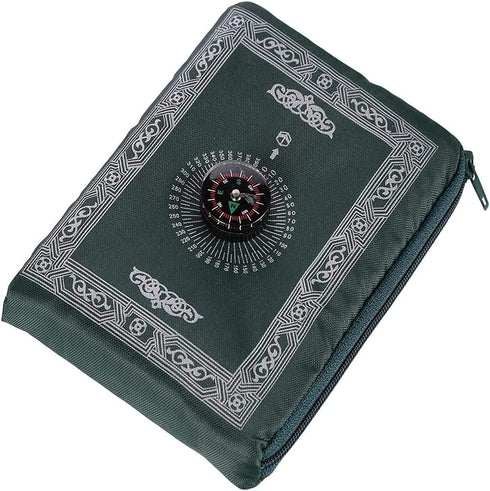 Hitopin Travel Prayer Mat, 60cm*100cm Praying Rug, Portable Polyester Prayer Rug with Compass, Islamic Waterproof Prayer Mat, Muslim Prayer Mat, for Ramadan Gifts, Islamic Prayer (Green)