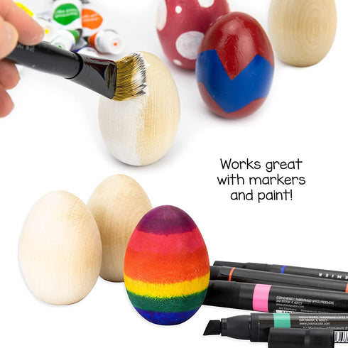 Hygloss Products Wooden Eggs - Unpainted Natural Wood Eggs Great For Easter Crafts - 1-3/4 x 2-1/2 Inches, 12 Pack