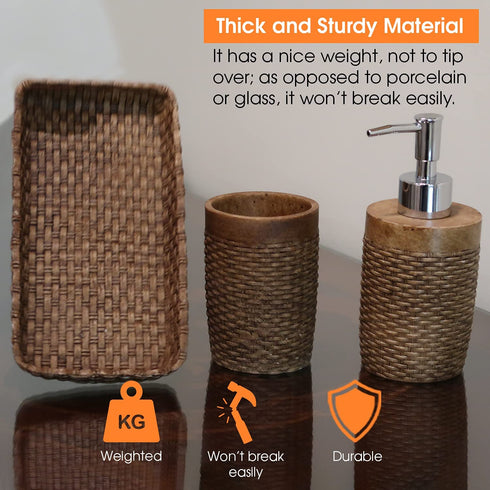 Vanelux Bathroom Accessories Set, 3-Piece Stunning Bath Gift Set, Including Soap Dispenser, Toothbrush Holder and Tray High Class Home D©cor Gift