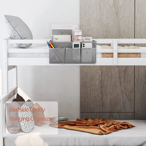 Trycooling Bedside Caddy/Bedside Organizer Caddy Hanging Storage with 3 Pockets for Dorm Hospital College Bunk Bed (Grey)