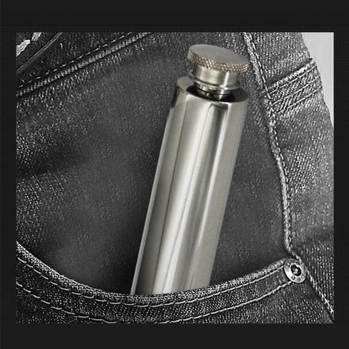 MOTZU 2 oz Hip Stainless Steel Flask & Funnel Set, Mini Portable Tubed Pocket Wine Whiskey Flask, Easy Pour Funnel is Included