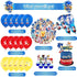 WOOACME Sonic The Hedgehog Party Supplies, 101pcs Birthday Party Decorations Include Happy Birthday Banner, Hanging Swirls Decorations, Foil Balloons and Latex Balloons, Stickers, Cake Topper and Table Cover for Kids