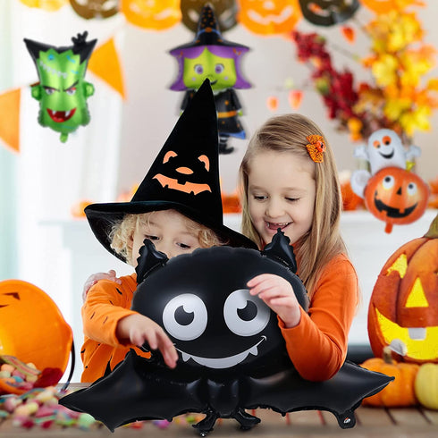 16 Pieces Halloween Foil Balloons Halloween Aluminum Foil Balloon Halloween Mylar Balloons Pumpkin Witch Ghost Spider Demon Giant Balloon Double Sided Halloween Balloon for Halloween Party Supplies