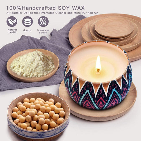 Candle for Home Scented, Aromatherapy Candles Gifts for Women, 4.4 oz Soy Wax Lavender Stress Relief Christmas Candles Gifts for Bathroom,Yoga, Candles for Birthday,Thanksgiving, 4 Pack