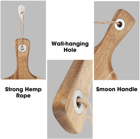 Geesta Acacia Wood Pizza Peel, Round Cutting Board with Handle 12" Wood Cutting Board Decor, Prepare for Cheese Paddle Board, Charcuterie Board, Pizza Peel Serving Large Kitchen Farmhouse Gift