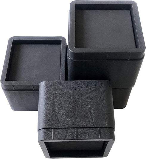 aspeike 3 or 6 INCH Bed and Furniture Risers Set of 4, Durable and Stackable Square Bed Lifts - Lifts Up to 2200 LBs (A Large Area of Groove with Anti Slip Mat) Pack of 4, Add 6" by Two Sets, Black