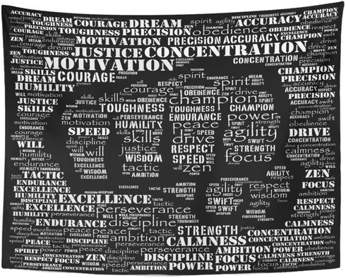 Emvency Tapestry Print 60x80 Inches Motivation Essence of Fighter Gym Word Kickboxing Athlete Karate Dedication Wall Hangings Home Decor