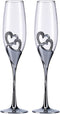 Wedding Champagne Goblets Toasting Flute Glasses for Bride and Groom Creative Deluxe Glass Cups with Rhinestone Rimmed Heart Decoration Gift Set