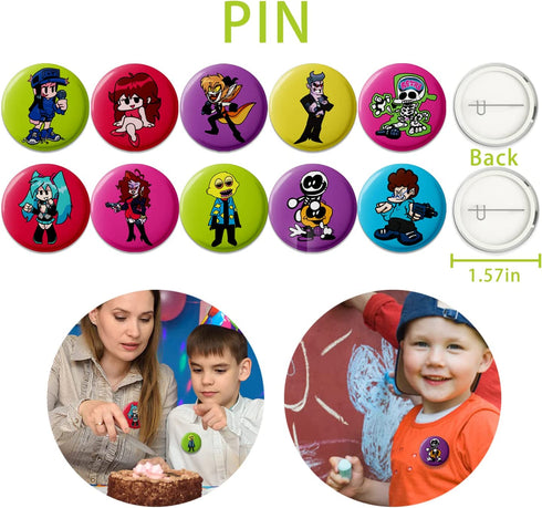 Friday Night Birthday Party Supplies,86pcs Funkin Party Supplies Kit with 50 Stickers, 12 Keychain, 12 Button Pins, 12 Bracelets
