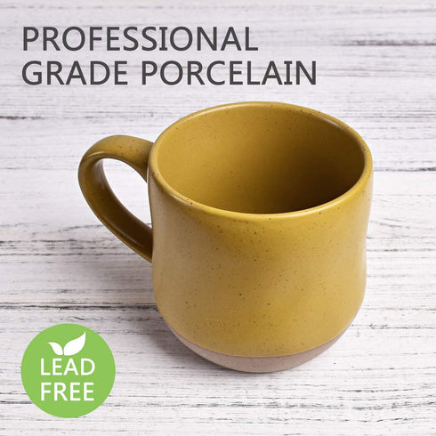 Bosmarlin Large Stoneware Coffee Mug Set of 2, Big Tea Cup for Office and Home, 17 Oz, Dishwasher and Microwave Safe, 1 PCS (Yellow, 2)