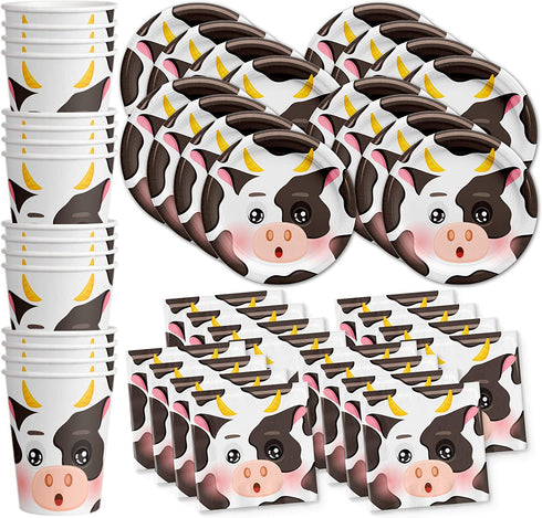 Birthday Party Supplies Set Plates Napkins Cups Tableware Kit for 16 €¦ (Cow)
