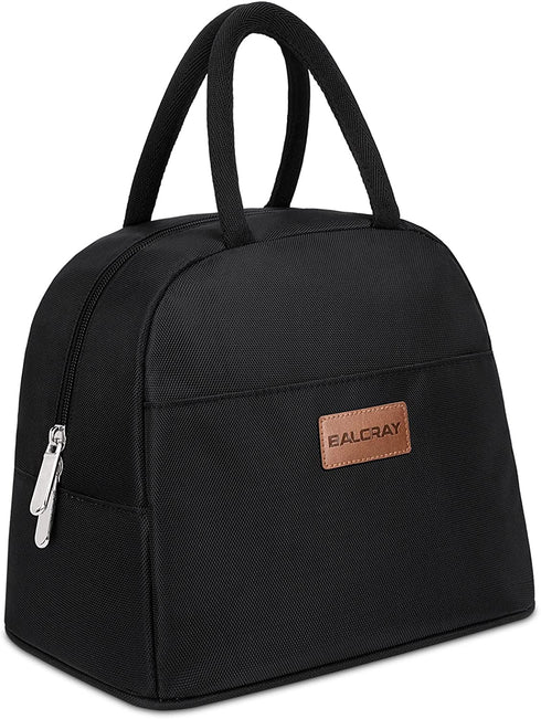 BALORAY Lunch Bag for Women Men Insulated Lunch Box for Adult Reusable Lunch Tote Bag for Work, Picnic, School or Travel (Solid Black)