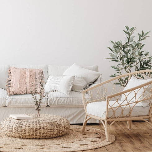 Decorative Boho Pillow Cover, 18x18, Soft Moroccan Rustic Throw with Tufted Accents, Plush Handwoven Cotton, Neutral Farmhouse Home Decor | Made with Love and Care in India