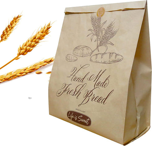 50 Pack 13.8 X 9.5 Inch Kraft Paper Bread Bags for Homemade Bread, Large Paper Bakery Bags for Bread Loaves, Eco Friendly Bread Packaging Storage Loaf Bags for Home Kitchen Bakery.