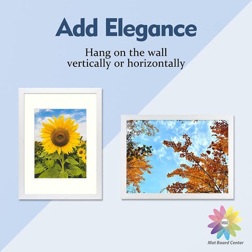 MBC Mat Borad Center 12x16 Picture Frames with Plexiglass for Picture 8.5x11 with Mat or 12x16 without Mat, Wall Mounting Display (White)