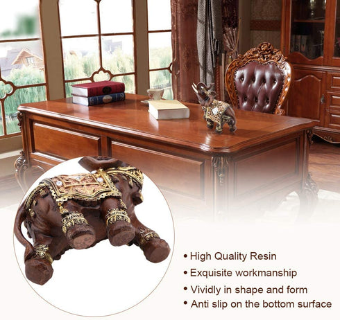 Hongzer Elephant Statue, Lucky Feng Shui Wood Grain Elephant Statue Sculpture Wealth Figurine Gift Home Decoration(L)