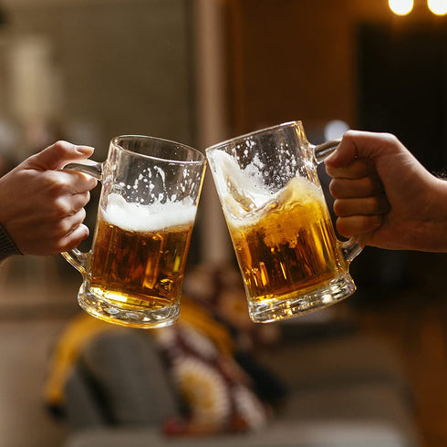 COKTIK 6 Pack Heavy Large Beer Glasses with Handle - 14 Ounce Glass Steins, Classic Beer Mug glasses Set
