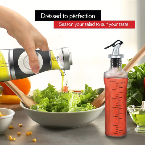DW‹LLZA KITCHEN Olive Oil Dispenser Bottle for Kitchen and Vinegar Bottle Set - Olive Oil Bottle Dispenser Set - 17oz Measuring Glass Oil Dispenser and a 12oz Oil and Vinegar Dispenser Bottle