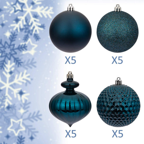 KI Store 20ct Blue Christmas Balls Shatterproof Christmas Tree Decorations Large Tree Ornaments for Holiday Wedding Party Decoration, Tree Ornaments Hooks Included 3.15
