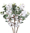 GTIDEA 18.3" Cotton Plant Decor 12 Balls Cotton Flower Stems Farmhouse Greenery Flowers with Eucalyptus Leaves Artificial Floral Arrangement for Home Party Wedding Wreath Wall Decor (3 Pcs)