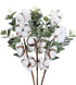 GTIDEA 18.3" Cotton Plant Decor 12 Balls Cotton Flower Stems Farmhouse Greenery Flowers with Eucalyptus Leaves Artificial Floral Arrangement for Home Party Wedding Wreath Wall Decor (3 Pcs)