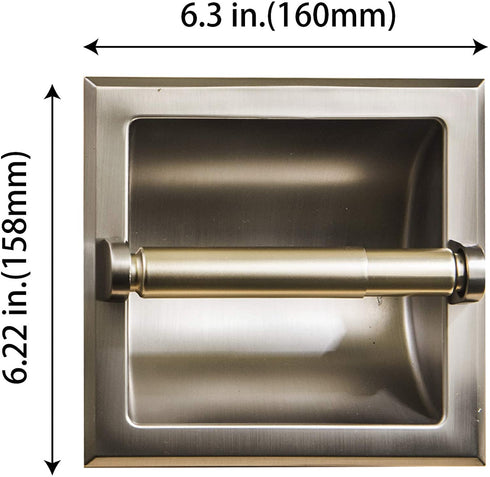 SENTO Recessed Brushed Nickel Toilet Paper Holder, Wall Mounted Heavy Duty Metal Toilet Paper Roll Holder with Rear Mounting Bracket, in Wall, Easy Installation, Satin Nickel