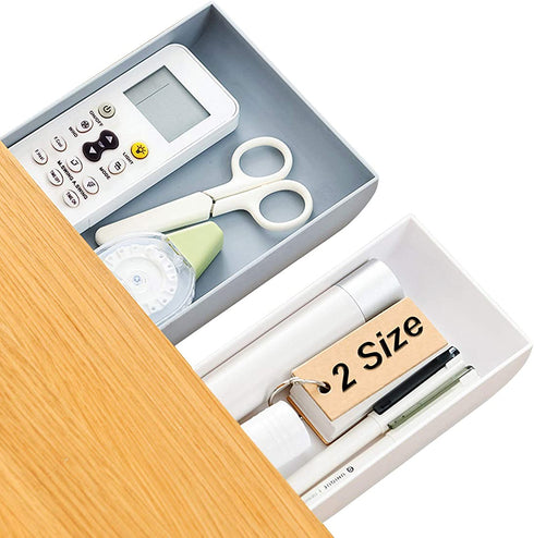 Handy Stick On Plastic Hidden Drawer, Set of 2 Self Adhesive Mini Attachment Drawers, Convenient Office Under Desk Shelf Organizer Large Grey Small White Drawers Unit For Desktop Organizer