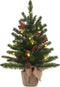 24 Inch 2FT Pre-lit Mini Christmas Tree, DEWBIN Small Christmas Tree with 20 LED Lights and Cloth Bag Base, Tabletop Christmas Pine Tree, Xmas Decorations for Fireplace, Home Decor Indoor