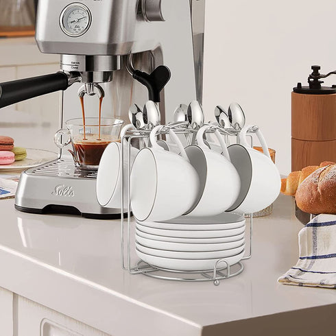 MyLifeUNIT Coffee Cup Holder, Stainless Steel Coffee Cup Rack Stand for Counter, 6 Hooks