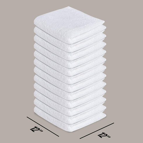 Softolle 100% Cotton Ring Spun Wash Cloths Bulk Pack of 24 Pieces Washcloths 12x12 Inches Wash Cloth for Face, Highly Absorbent, Soft and Face Towels (White)